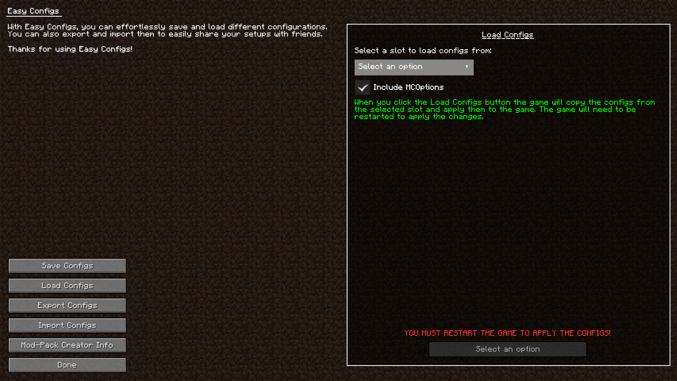 Easy Configs