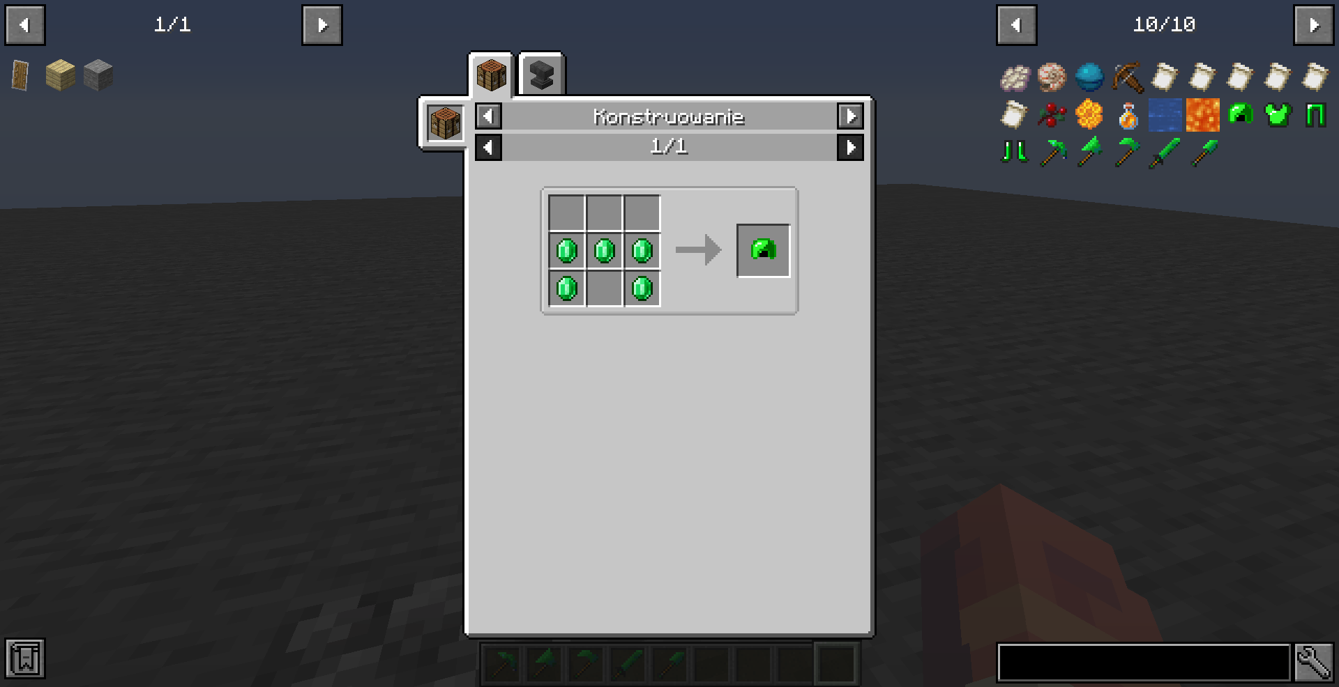 Emerald items: Armor and Tools