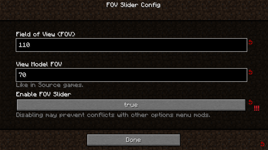 FOV Slider