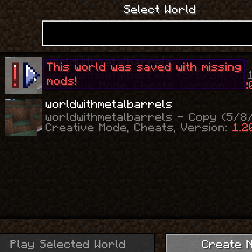 Missing Mods Warning