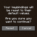 Reset Keys Confirmation Screen
