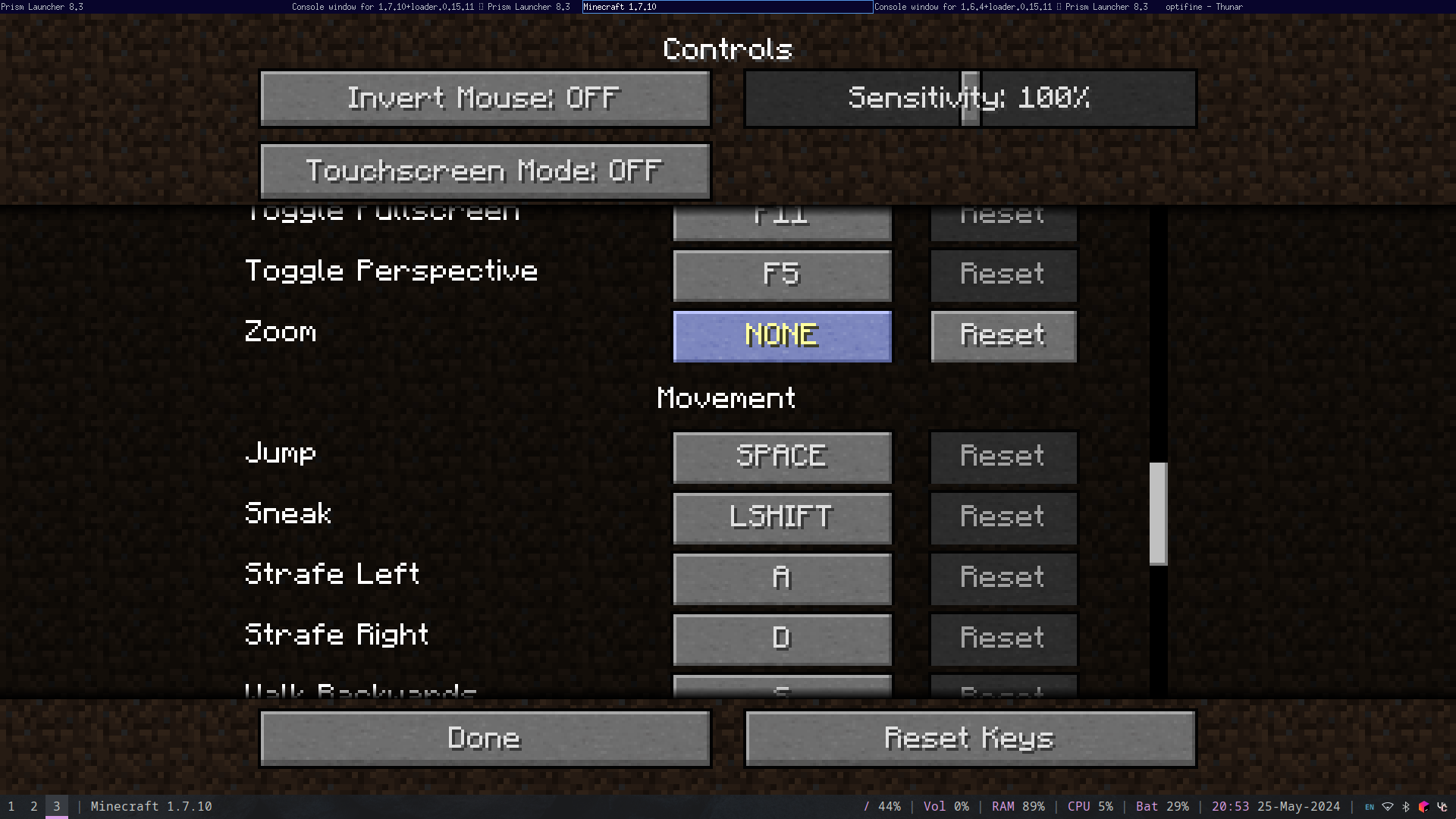 OptiFine Unbound Zoom Fix