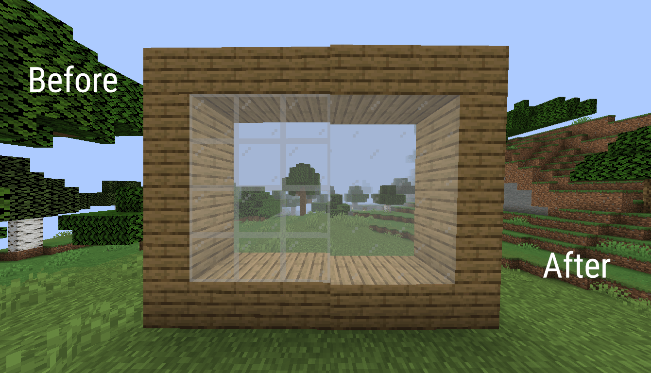 Borderless Glass (No OptiFine Needed) Bedrock Support!