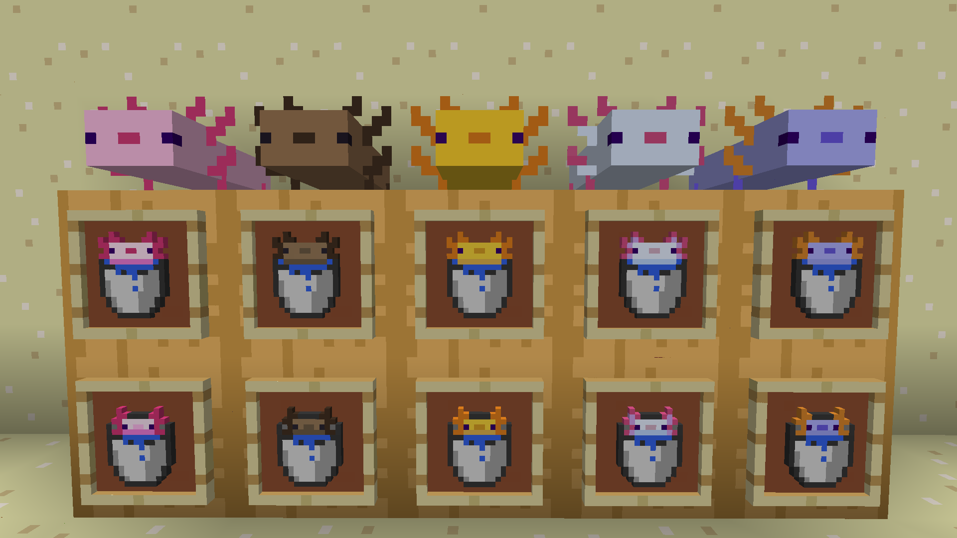 Colored Axolotl Buckets-Classic Bare Bones Addon