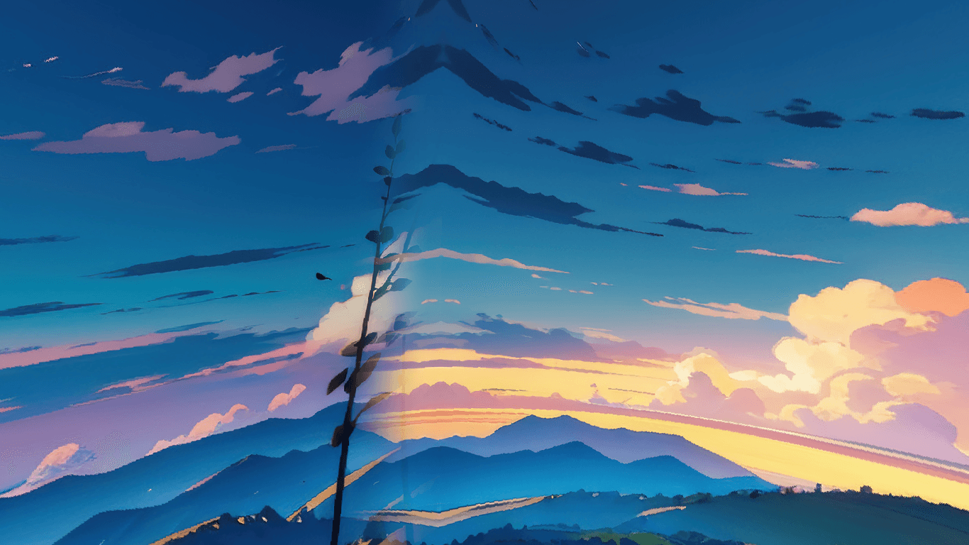 sky sunset moutain minimalist digital